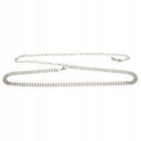 Pasek damski dżetowy cyrkonie kolor srebrny 115cm