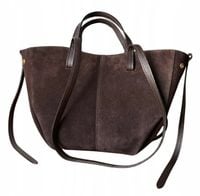 Czekoladowa zamszowa torebka brązowa shopper ZAMSZ NATURALNY łódka