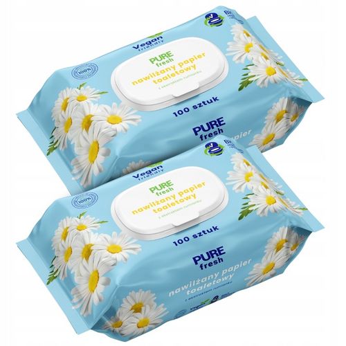 Pure Fresh Papier Toaletowy Nawilżany Rumianek 100 szt. x2 na Arena.pl