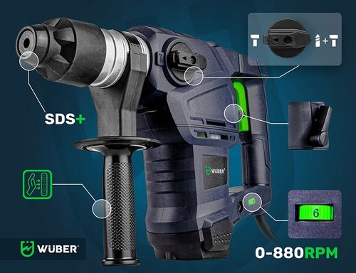 MŁOTOWIERTARKA UDAROWA SDS+ WIERTARKA MŁOT UDAROWY MOCNY 2600W ZESTAW na Arena.pl