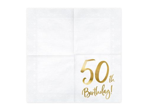 serwetki 50th birthday, biały, 33x33cm na Arena.pl