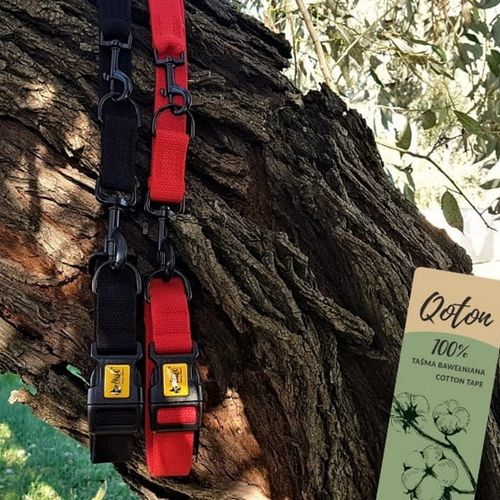Przepinana smycz dla psa z taśmy bawełnianej Dingo 1,6cm/120-220cm czerwona na Arena.pl