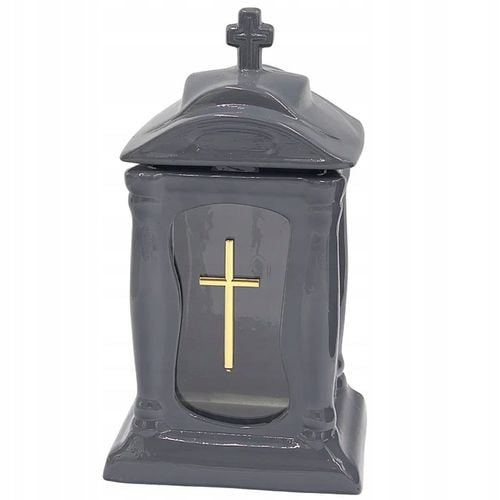 Znicz ceramiczny zegar ZC19 grafitowy ze złotym krzyżem kapliczka cmentarz na Arena.pl