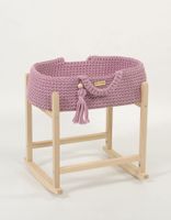 Kosz Mojżesza BOHO bawełniany nosidełko dla lalek z drewnianą kołyską