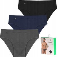 SLIPY MĘSKIE MAJTKI BAMBUSOWE GŁADKIE MORAJ KOLOROWE 3 SZT ZESTAW - XL