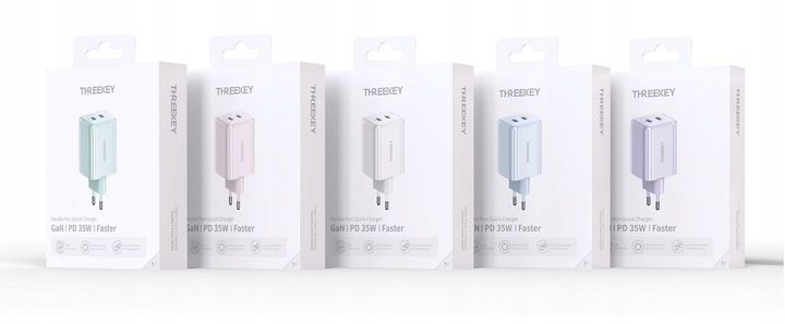 Ładowarka sieciowa USB-C dwa wejścia 35W 3A biała szybkie ładowanie PD zdjęcie 2