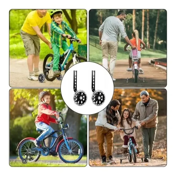 Kółka boczne do roweru LED czarne zdjęcie 3