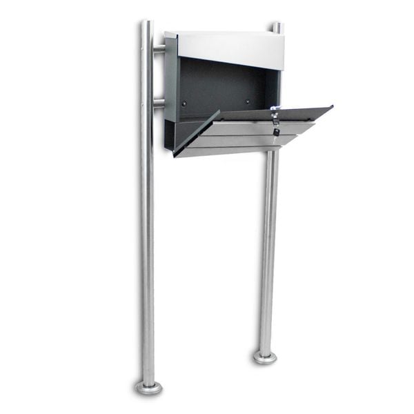 18394 Pojedyńcza skrzynka pocztowa srebrna designerska stalowa na zdjęcie 5