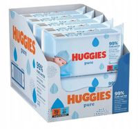MEGA ZESTAW 10 x 56 sztuk HUGGIES PURE 99% nawilżane chusteczki dla dzieci