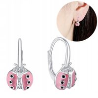 Srebrne kolczyki biedronki dla dziewczynki srebro próba 925 angielskie