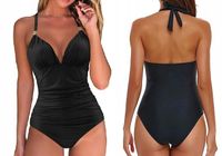 Jednoczęściowy wyszczuplający strój kąpielowy kostium wiązany L (S151)
