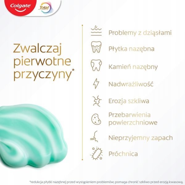 COLGATE TOTAL PASTA DO ZĘBÓW MULTIOCHRONNA Z FLUOREM FRESH MINT 75 ML zdjęcie 6