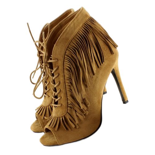 Sznurowane botki open styl boho 11015 Camel r.41 na Arena.pl
