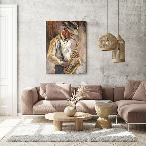 Obraz Abstrakcja MUZYK Jazzman Saksofon Portret Vintage 40cm x 50cm na Arena.pl