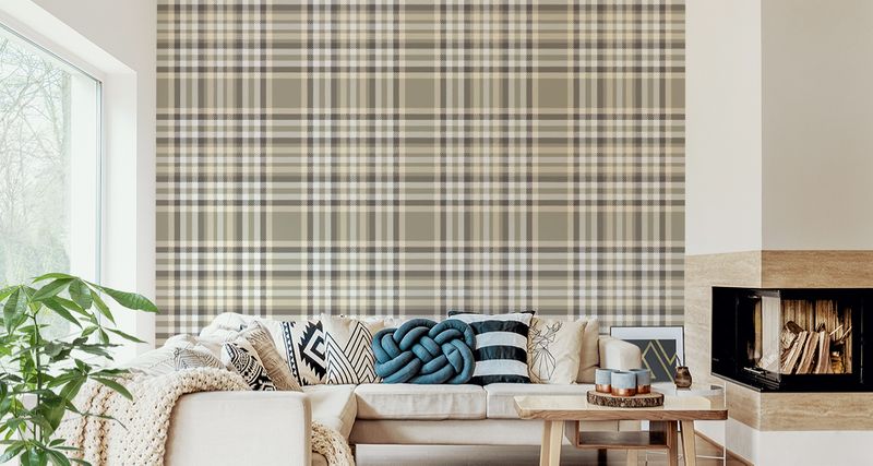 Tapeta Szkocka Krata w Stylu Retro zdjęcie 2