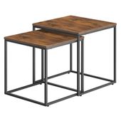Stoliki kawowe 2 szt rustykalne 50x50 i 45x45 z czarnymi nogami loft