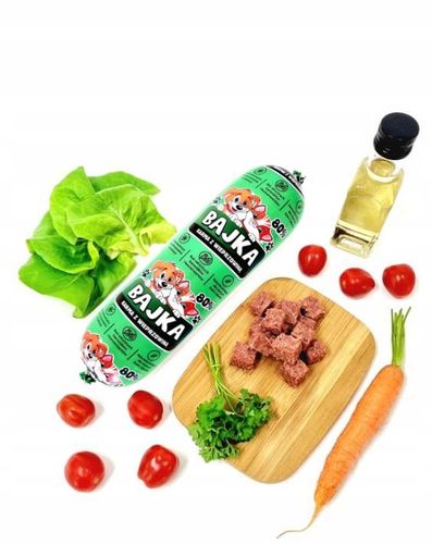 Karma dla psa mokra baton Bajka 80% i 90% mięsa mix smaków 1kg - 29 sztuk na Arena.pl