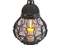 ZNICZ LAMPION NA GRÓB KULA KÓŁKA CZARNY+ŚWIECA LED