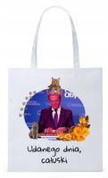 Donald Tusk Platforma Torba Eco Biała Shopper Z Nadrukiem Ze Zdjęciem
