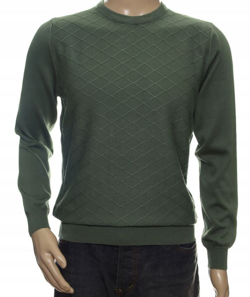 STROKERS klasyczny sweter męski ze wzorem 2XL XXL zielony khaki zdjęcie 1