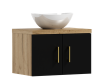 Szafka łazienkowa wisząca MARKUS 80 czarny/dąb z umywalką Eliza B (W5)