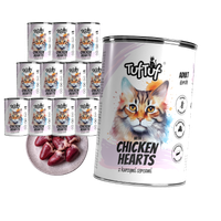 MOKRA KARMA DLA KOTA TufTuf Puszka mielonka z kurzymi sercami 12x400g