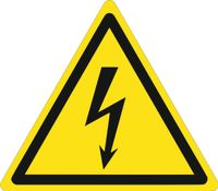 Znak Ostrzeżenie przed napięciem elektrycznym grawerowana 10x10 duży wybór