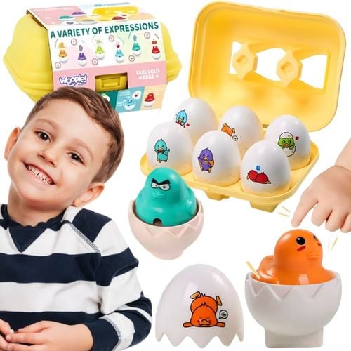 WOOPIE Układanka Sorter Montessori Dopasuj Kształty Zabawne Kurczaczki Jajka 6szt na Arena.pl