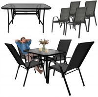 ZESTAW MEBLI DO OGRODU TARASU STÓŁ M.DUO 120X70 + 4x KRZESŁA MINORKA CZARNY