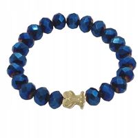 Bransoletka z granatowych fasetowanych koralików z przekładką miś