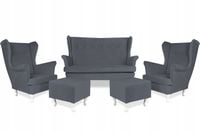 Zestaw wypoczynkowy mebli uszak Ari sofa fotele pufy  komplet