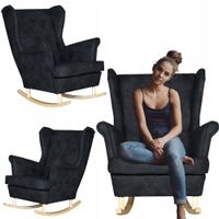 Fotel uszak bujany eko skóra Ari styl skandynawski CZARNY Family Meble