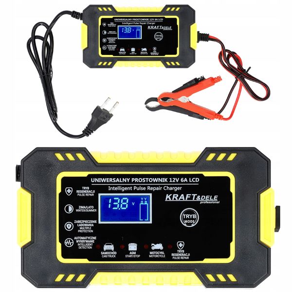 Inteligentny prostownik akumulatorowy LCD 12V / 6A zdjęcie 6