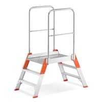 Drabina aluminiowa magazynowa mostek podest dwustronny 3 stopnie 2,66m TUV