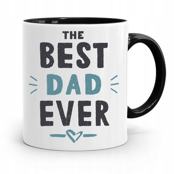 Kubek Czarny Prezent Na Dzień Ojca Best Dad Ever Z Nadrukiem Ze Zdjęciem zdjęcie 1