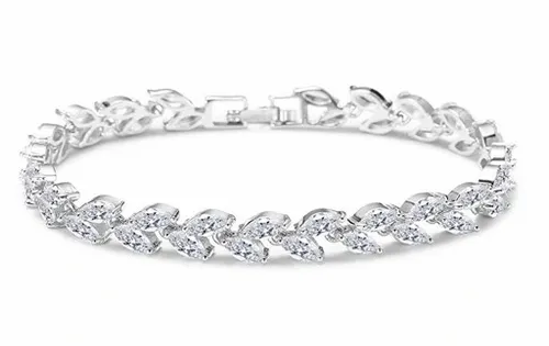 Bransoletka srebrna stalowa elegancka z cyrkoniami cyrkonie kryształki ślub na Arena.pl