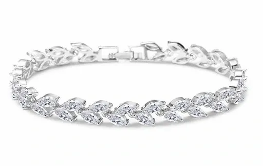 Bransoletka srebrna stalowa elegancka z cyrkoniami cyrkonie kryształki ślub zdjęcie 1