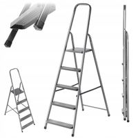 DRABINA STALOWA 5 STOPNIOWA DRABINKA SKŁADANA SCHODY JEDNOSTRONNA 125 kg