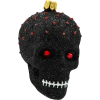 Bombka choinkowa szklana: Czaszka z rubinowymi oczami