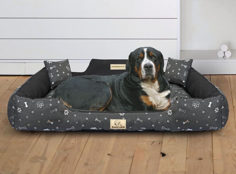 Legowisko dla psa kojec KINGDOG 115x95 cm wodoodporne kości srebrne zdjęcie 9