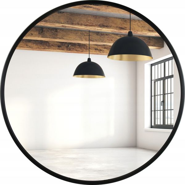 LUSTRO OKRĄGŁE CZARNE LOFT 80 CM zdjęcie 1