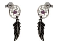 Delikatne wiszące oksydowane srebrne kolczyki łapacz snów dreamcatcher koralik srebro 925 K2744