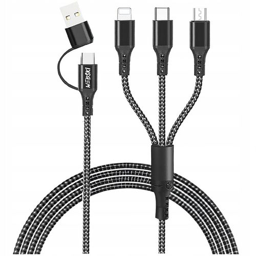MOCNY KABEL PRZEWÓD OPLOT NYLON 3w1 Webski PRO Series microUSB TYP-C iPhone na Arena.pl