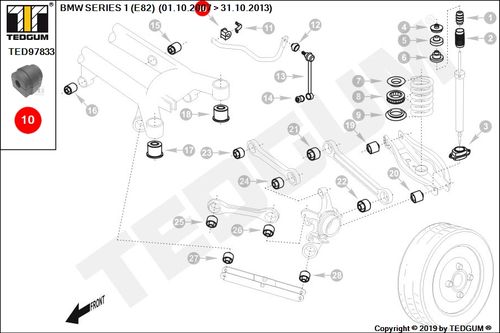BMW 1 E82 GUMA STABILIZATORA TYL 07-13 na Arena.pl