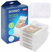 12x WORKI DO ODKURZACZA ELECTROLUX PHILIPS AEG BAG ELMB01K ZAMIENNIK +FILTR