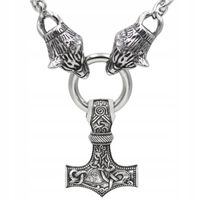 NASZYJNIK Męski MŁOT THORA GRUBY WILKI SREBRNY 303