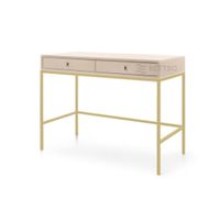 Eleganckie biurko MOLLY w kolorze beżowym / MT104 złoty stelaż