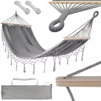 Hamak ogrodowy wiszący huśtawka bujak XL duży pokrowiec z linkami pałąk