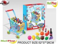 ND21_107230 Wózek koszyk na zakupy niebieski z produktami