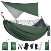 HAMAK TURYSTYCZNY SURVIVALOWY Z MOSKITIERĄ +TARP PODRÓŻNY LEKKI I